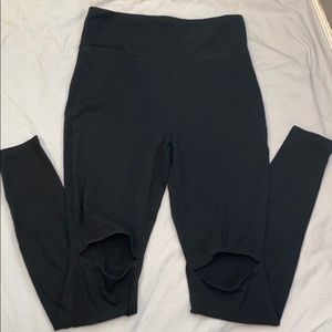 Black HighRise Open Kneed leggings (long length)